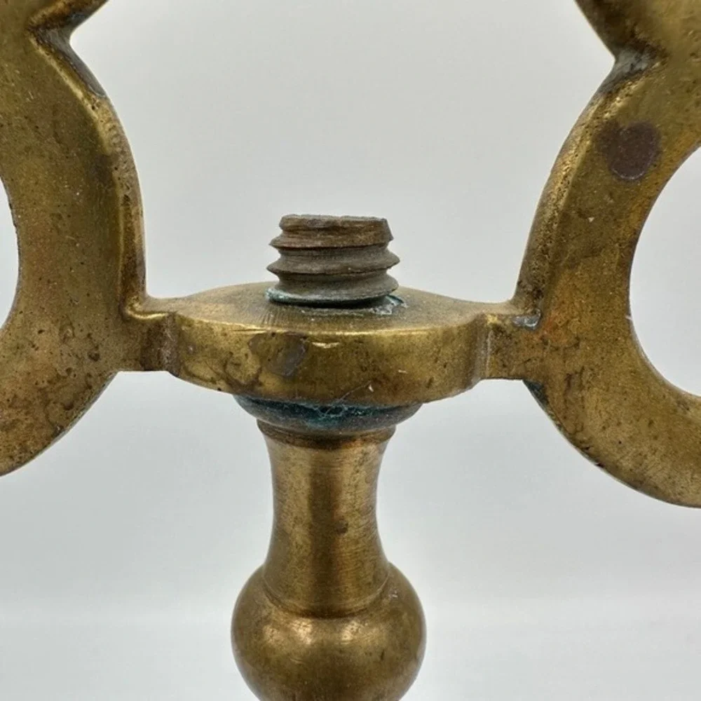 Antique Brass Candelabra 3 Arm Taper Candle‎ Holder Ornate Tabletop Decor